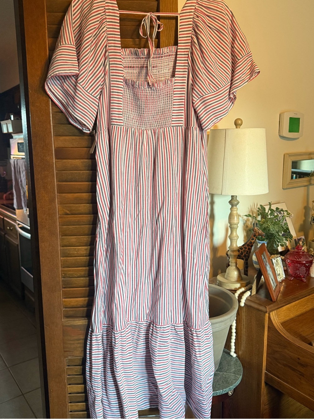 Old Navy cotton dress NWT red and blue stripes Medium - Picture 2 of 4